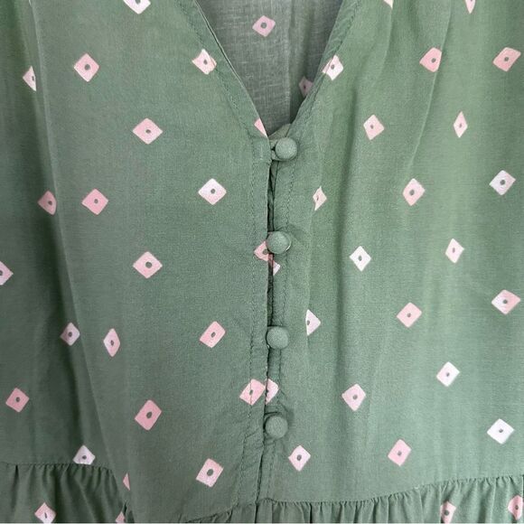 Summersalt The Easy Breezy Eco Voile Mini Dress Cover-Up Green Polka Dots 1XL - Picture 6 of 8